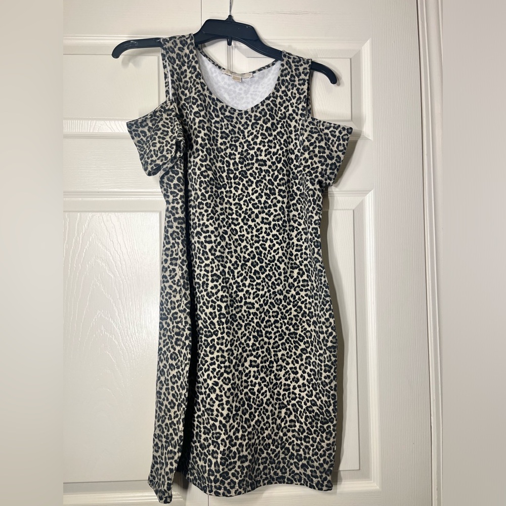 Michael Kors Leopard Print Cold Shoulder Dress
